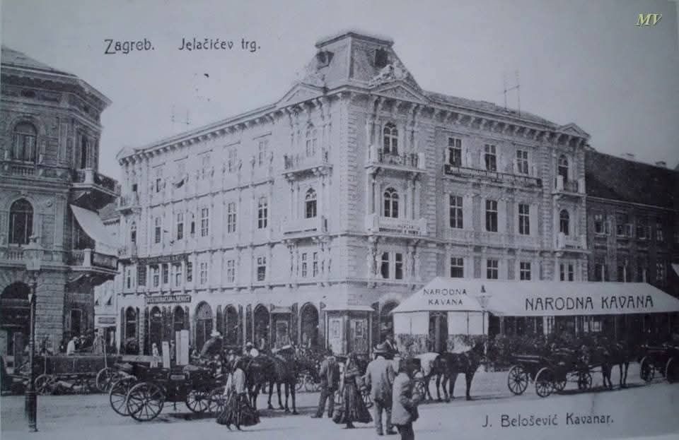 Trg bana Jelačića 1903. godine. Narodna kavana